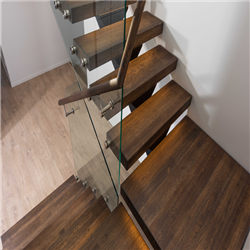 Prima custom u-shaped steel staircase solid wooden straight staircase PR-T90