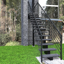Outdoor Galvanized Single Steel Stringer Iron Straight Staircase 