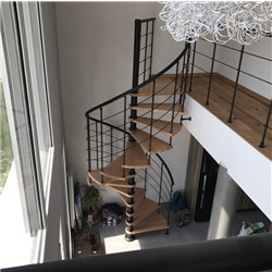 Apartment Use A3 Steel Center Beam Wooden Tread Spiral Stair