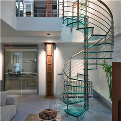 Stainless Steel Rod Glass Helix Staircase Metal Glass Spiral Staircase