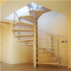 Prefab Stainless Steel Glass Wooden Spiral Staircase