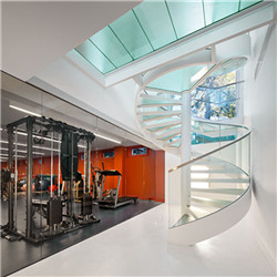 Spiral Staircase With Glass Stairs Railing Comply With Building Code