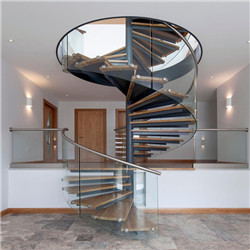 Indoor Decorative Spiral Staircase Design Iron Steel Timber Glass Stairs
