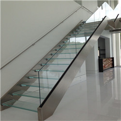 Modern Straight Flight Stair Glass Staircase for Interior