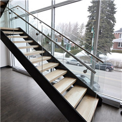 Hot Sales Double Stringer Straight Staircase with Glass Railing