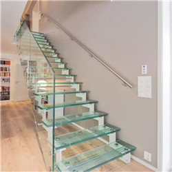 Steel Beam Straight Staircase with Glass Metal Railing Design