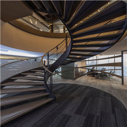 Modern Carbon Steel Solid Wood Curved Staircase for Sale PR-RCW58