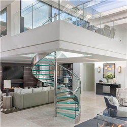 Laminated Safety And Luxury Glass Spiral Staircase For Villa Interior Stairs Design 