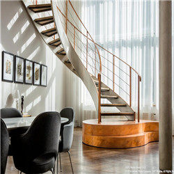 Stainless Steel Beam Indoor Staircase Glass Curved Staircase PR-RCW59
