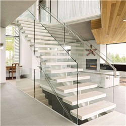 China Factory Customize Glass Railing Luxury Straight Staircase