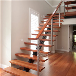 Central beam glass railing wood stair straight staircase 