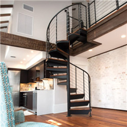 Interior Diy Small Space Indoor Wooden Tread Steel Beam Spiral Stairs 