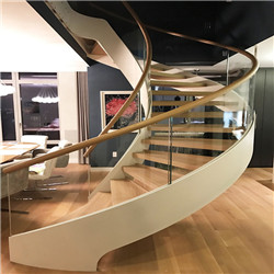 Modern Steel U-Shaped Solid Wood Curved Staircase for Indoor PR-RCW72