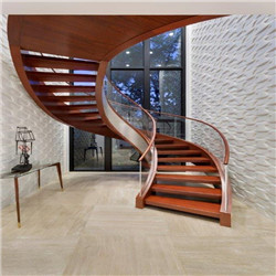 Indoor Customized Solid Wooden Tread Curved Staircase PR-RC89