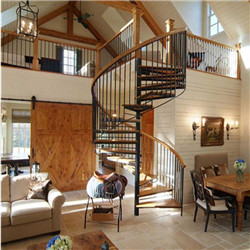 Modern Home Building Wrought Iron Wood Stairs Open Tread Spiral Stairs