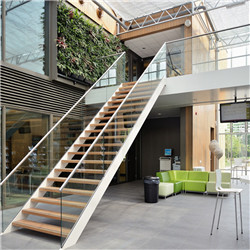  Single Carbon Steel stringer oak wood tread straight staircase design
