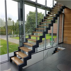 China Factory Luxury Customize Glass Railing Straight Staircase