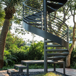 Prefab Outdoor Black Metal Spiral Staircase Cost
