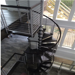 New Design Safety Metal Stringers Wood Treads Spiral Stair For Sale