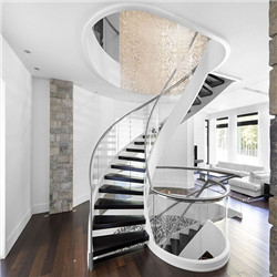 Good Quality Solid Wood Glass Steps Double Steel Beam Curved StaircaseCustomized Indoor Metal Art Arc Wood Curved Staircase