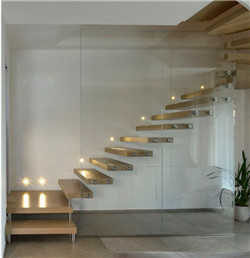 Home space saving glass railing straight staircase