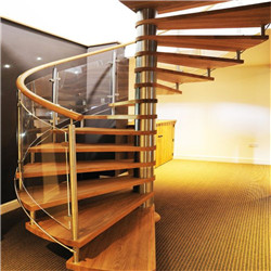 Glass Spiral Staircase With Wooden Steps