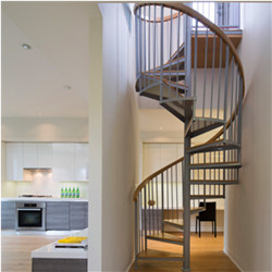 Modern Steel Centre Column Spiral Staircase With Wood Steps