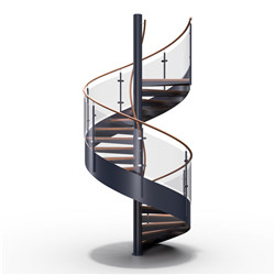 Manufacturer Stainless Steel Glass Spiral Staircases With Wood Tread System