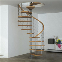 Spiral Staircase With Wood Handrail And Rod Railing Helical Stair
