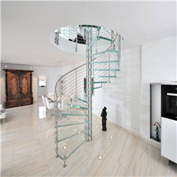 Exclusive Ultra Clear Glass Spiral Staircase With Stainless Steel Cental Pole 