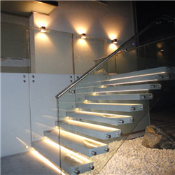 Factory price with stainless steel railing and wood pedal floating staircase