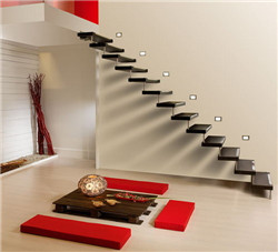 Modern style  hidden residential steel stringer wooden floating stairs