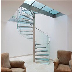 Interior Save Space Spiral Stainless Steel Glass Modern Staircase