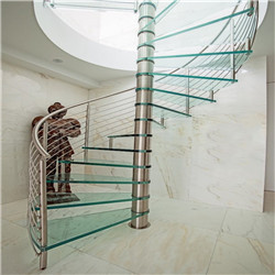 Save Space Laminated Glass Steps Stainless Steel Glass Spiral Stairs For Indoor