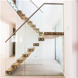 Frameless Laminated Glass Steel Floating Staircase For Indoor