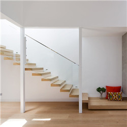 Modern indoor wooden steps floating staircase design for home use