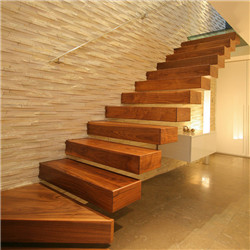 Contemporary floating staircase solid wood invisible stringer for home use