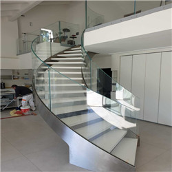 Modern Design Curved Glass Staircase with Clear Glass Balustrade