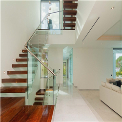 Mono stringer u-shaped staircase modern steel wooden straight staircase PR-T169