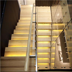 Modern staircase design galvanized steel solid wood tread straight floating staircase PR-T171