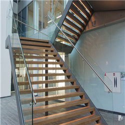 Customized steel wood tread straight staircase design interior use Sstaircase PR-T192