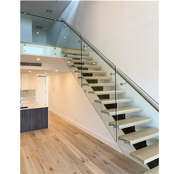 Open Riser Stairs Central Spine Staircase With Wood Tread And Frameless Glass Railing