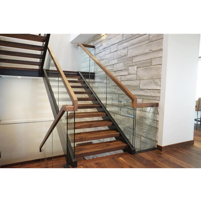 Customize Wood Glass Staircase House Project Modern Straight Stair Design