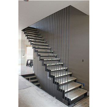 Indoor Wood Tread Straight Staircase Zigzag Stringer Design Loft Stairs
