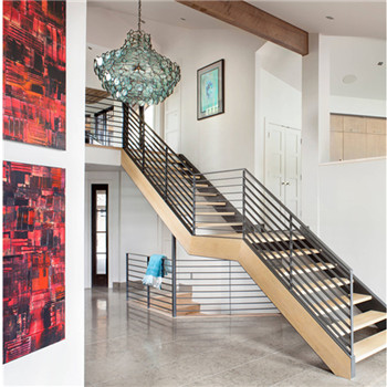 Foshan Stairs Modern Wooden Glass Stairs Interior House Staircase Design Double Stringer Staircase