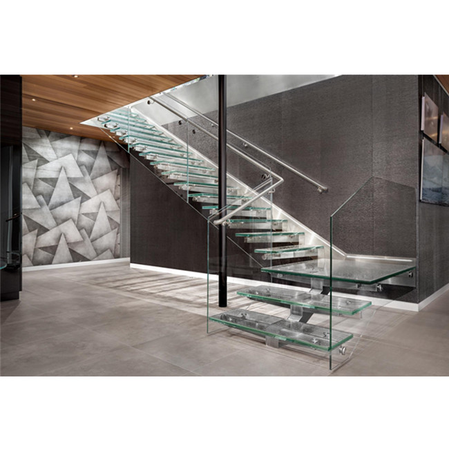 Customized Stair Design Interior Glass Staircase Mono Beam Stairs