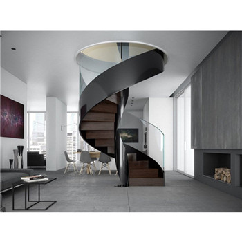 Sleek Helical Staircase With Wood Tread And Frameless Glass Balustrade Curved Stairs