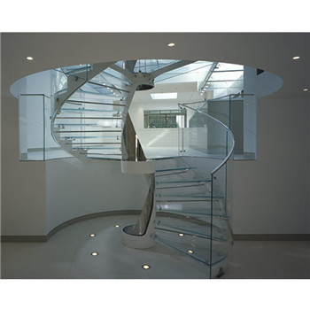 Modern Steel Curved Staircase Design With Glass Steps