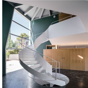 Modern Steel Staircase Indoor Curved Fabricated Steel Stairs