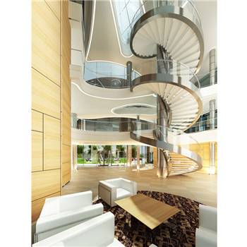 Stainless Steel Stringer Glass Railing Curved Stair